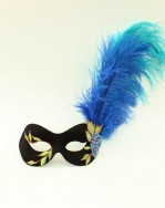 Unique Black, Blue & Floral Green & turquoise Feather Masquerade Mask