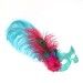 Tropical turquoise, pink & peacock feather masquerade mask