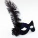 Electric Blue & Black Lace Mask with Ostrich Feather