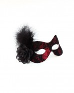 Cerise Pink & Black Lace Mask