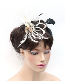 Cream & Black Sinamay Loop Fascinator