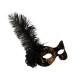Gold Bronze Black Lace Mask Ostrich Feather