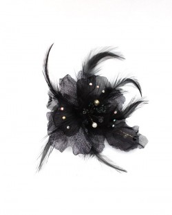 Silver & Black Crystal Flower Fascinator b [800x600]