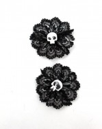 Gothic Skull & Black Lace Shoe Clip Decorations