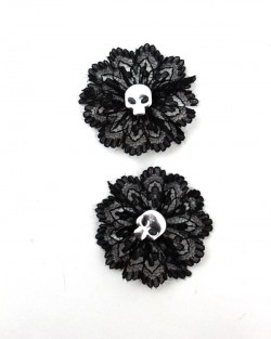 Gothic Skull & Black Lace Shoe Clip Decorations