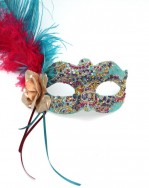 Arabian Night turquoise, cerise & gold luxury beaded venetian mask