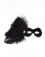 budget side feather black velvet masquerade mask