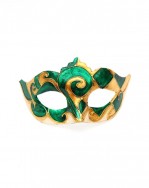 Womens Green & Gold Venetian Mask