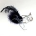 Womens Navy blue & silver feather flower Masquerade Mask