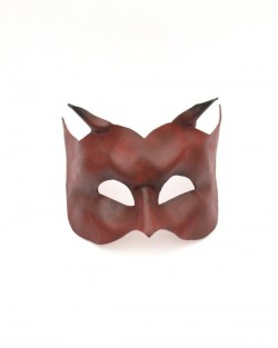 Horned Leather Devils mask in red brown