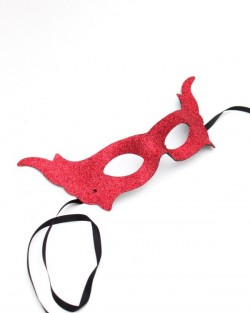 womens Red sparkle devil masquerade mask