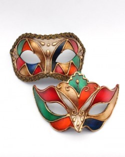 Harlequin multicoloured Venetian masks for couples (His & hers)