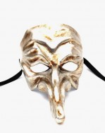 Zanni Long Nose Traditional Venetian Silver Leaf Masquerade Mask