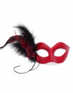 CerisePink&BlackFeatherVenetianMask