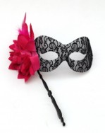 Pink&BlackLaceStickMask