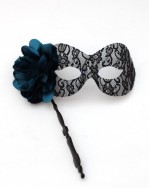 Teal&BlackLaceStickMask