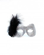 Silver Glitter & Black Rose Mask