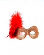 Gold Glitter & Red Rose Mask
