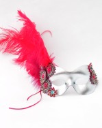 Silver, Hot pink & Tropical Masquerade Mask