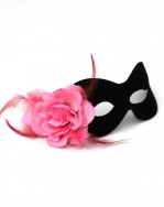 Black & Pink feather Budget Mask