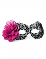 Cerise Pink & Black Lace Mask