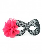 Rose Pink & Black Lace Mask