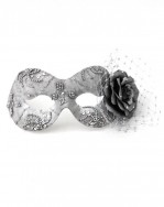 Unique Silver Rose Masquerade Ball Mask