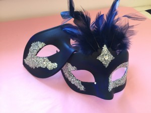 custom Vanity masks blue & silver couples masks