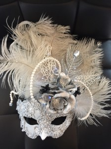 custom silver & Pearl light up mask