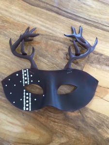 customised leather stag mask with swarovski crystals