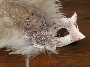 Pink & Ivory Lace Bridal Mask