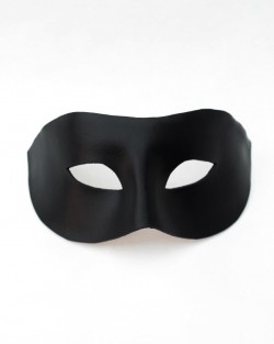 Men's Black Leather Columbina Venetian Masquerade Mask
