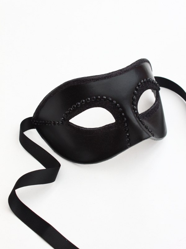 Men's Black Designer Fashion Studded Venetian Mask
