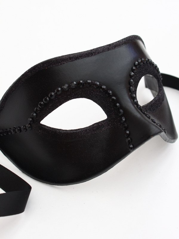 Mens Fashion Black Studded Venetian Mask