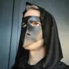 mens black leather bauta venetian masquerade mask