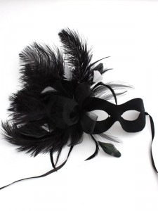Black & White Burlesque Feather Mask