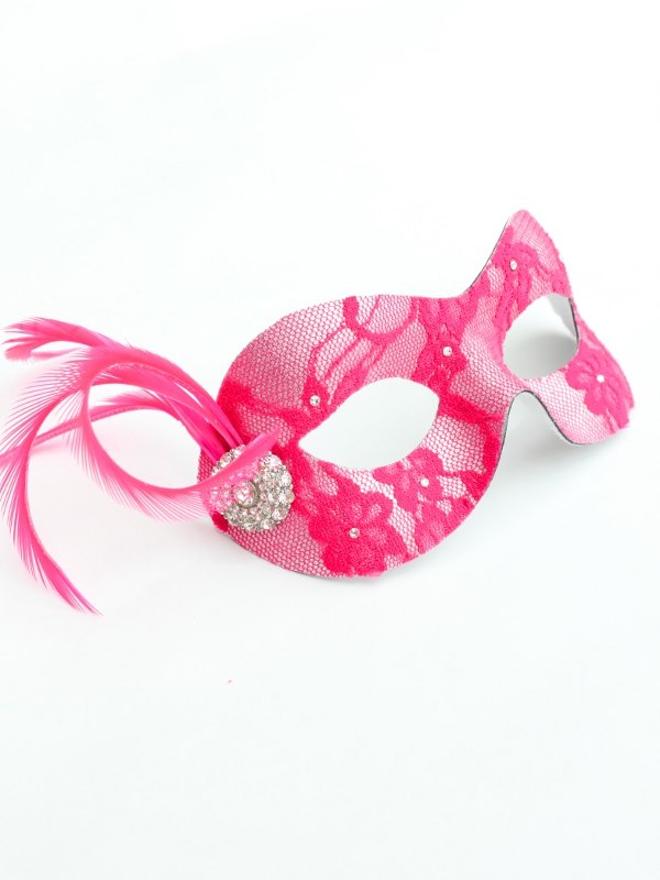 Cerise Petite Lace Masquerade Mask