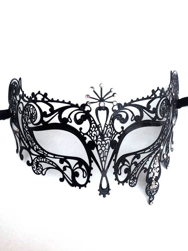 Luxury Diamante Phantom Drop Metal Filigree Mask - Masque Boutique