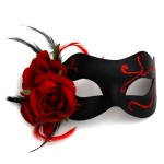 Red & Black Gothic Rose Venetian Mask 