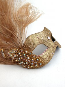 monsoon champagne gold peacock feather masquerade mask 