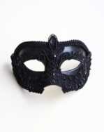 Men's Luxury Ornate Black Embellished Lace Venetian Mask