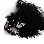 Luxury Crystal Black Venetian Swan Masquerade Mask