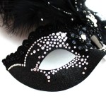 Luxury Crystal Black Venetian Swan Masquerade Mask