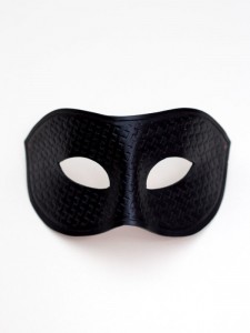Men's Luxury Designer Black Patterned Leather Venetian Columbina Masquerade Mask