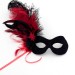 womens red & black feather flower valentines masquerade mask