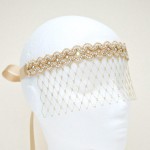 Bridal Gold & Pearl Lace Veil