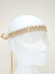 Bridal Gold & Pearl Lace Veil