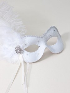ivory white lace feather masquerade mask