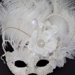 Unique Bridal Winter Ivory White Light Up Masquerade Mask 