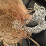 Sweet 16 jewelled mask with pearls, silver & champagne gold